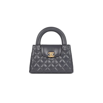 CHANEL MASTER GREY QUILTED AGED CALFSKIN MINI KELLY BRUSHED GOLD HARDWARE AS4416 (19*13*7cm)